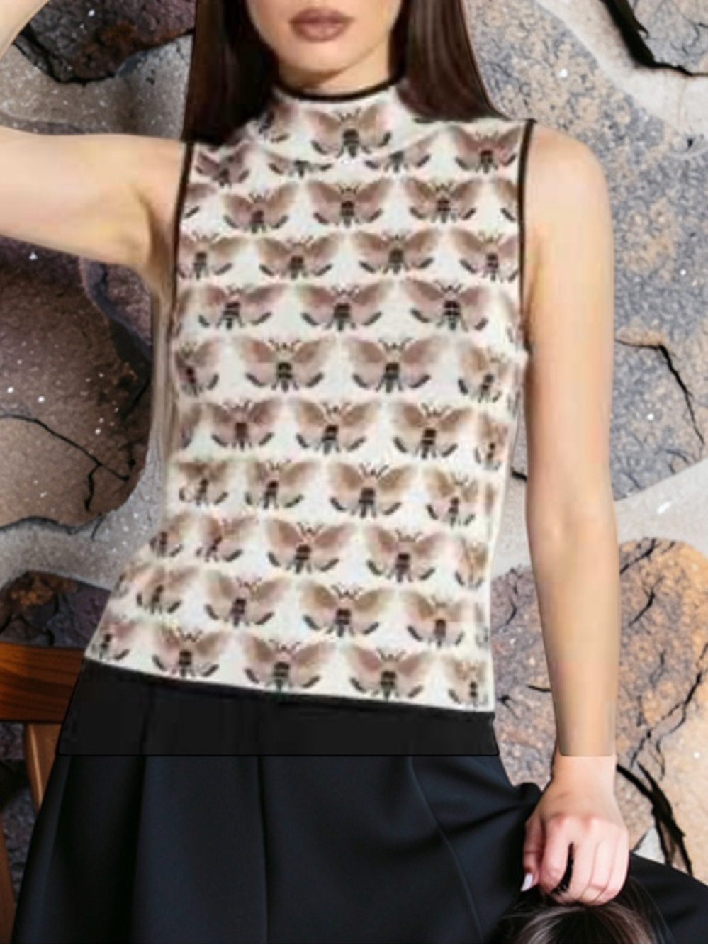 Anthropologie Sarah Gordon
Maeve Sleeveless Jacquard Sweater Moth Size X-small